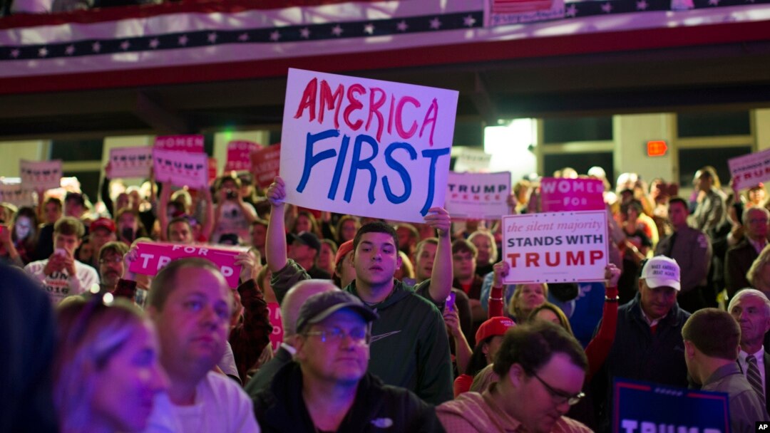 Supporters of Republican presidential candidate Donald Trump listen to him speak during a campaign rally at Lackawanna College, Nov. 7, 2016, in Scranton, Pa. 