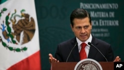 Mexico's President Enrique Pena Nieto speaks during a press conference at Los Pinos presidential residence in Mexico City, Monday, Jan. 23, 2017.