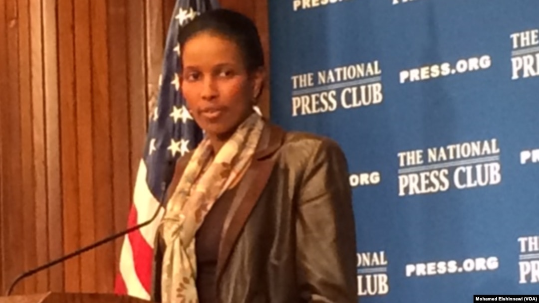 Ayaan Hirsi Ali, author and critic of radical Islam speaks to a luncheon at the National Press Club, April 7, 2015.