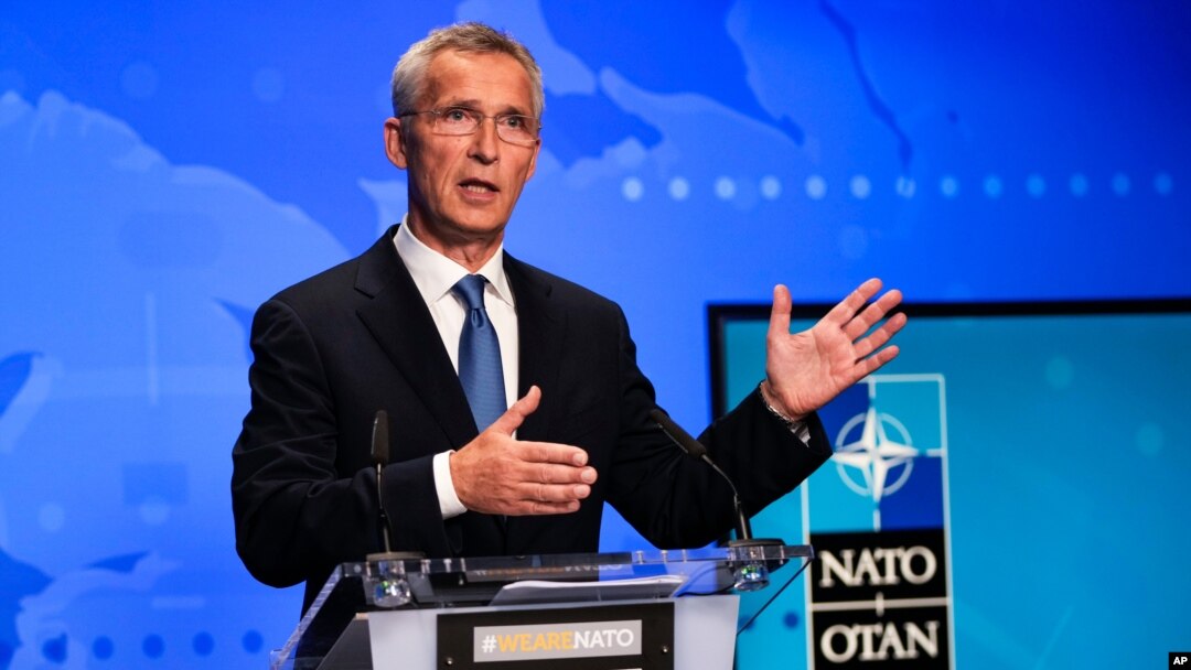 옌스 스톨텐베르그 북대서양조약기구(NATO·나토) 사무총장이 브뤼셀에서 기자회견하고 있다. (자료사진)