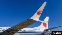 資料照片：中國國航的波音737 MAX飛機停在北京的一個機場（路透社2019年3月11日）