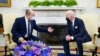 President Joe Biden meets with Israeli Prime Minister Naftali Bennett in the Oval Office of the White House, Aug. 27, 2021, in Washington. 