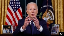 Rais wa Marekani Joe Biden katika hotuba yake ya Alhamis usiku kuhusu vita vinavyoendelea kati ya Israel na wa-Palestina