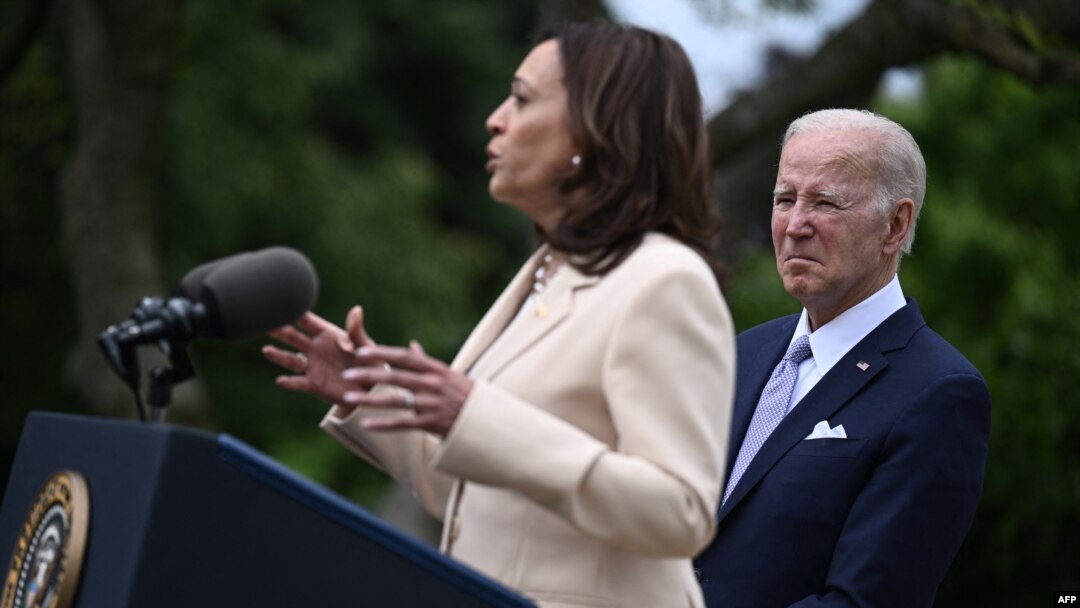 Shugaba Joe Biden looks da mataimakiyarshi Kamala Harris 