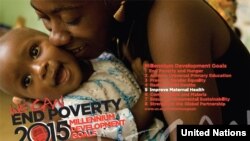 FILE - A United Nations promotional poster for the Millennium Development Goals. 