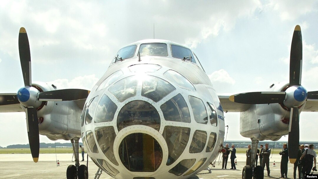 FILE - A Russian Antonov-30B airplane is parked on the tarmac at a military airport in Melsbroek, Aug, 13, 2002. A Russian military mission was in Belgium for bservation overflights in accordance with the 'Open Skies Treaty'. 