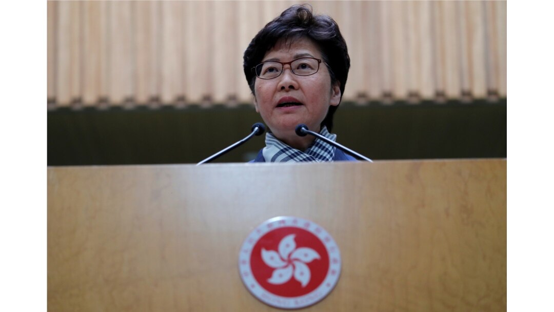 Hong Kong's Chief Executive Carrie Lam addresses a news conference in Hong Kong, Nov. 11, 2019.