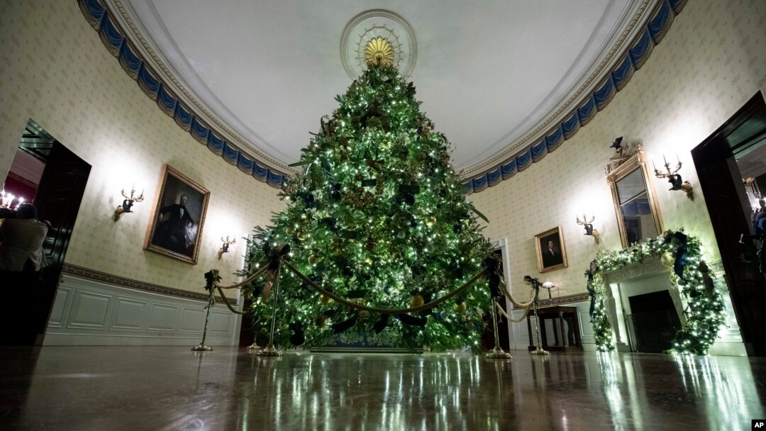 El árbol de Navidad oficial de la Casa Blanca, decorado para la temporada festiva de 2019. Dic. 2 de 2019. Foto: AP/Alex Brandon.