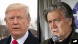 President Donald Trump, left, and former White House Chief Strategist Steve Bannon.