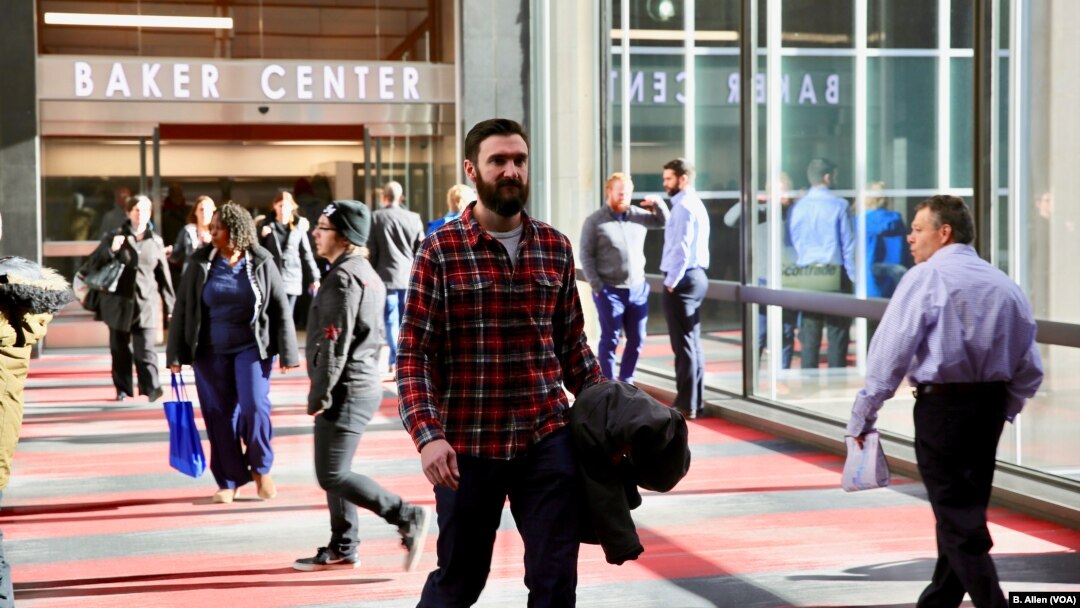 Local business owner Brad Rohles walks to work across the Minneapolis Skyway. Rohles estimates the Skyway allows him to spend just a few minutes outside in the harsh winter weather, while still maintaining an active lifestyle. 