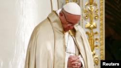 Pope Francis leads the Second Vespers at the Basilica of Saint Paul in Rome, Jan. 25, 2016.