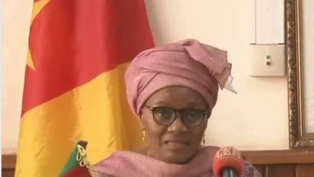 FILE - Marie-Thérèse Abena Ondoa, Cameroon's minister of women's empowerment and the family, in Yaounde, Feb. 2019. (Moki Edwin Kindzeka/VOA)