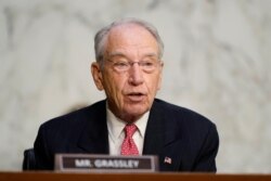 FILE - Sen. Charles Grassley, R-Iowa, speaks on Capitol Hill in Washington, Oct. 14, 2020.