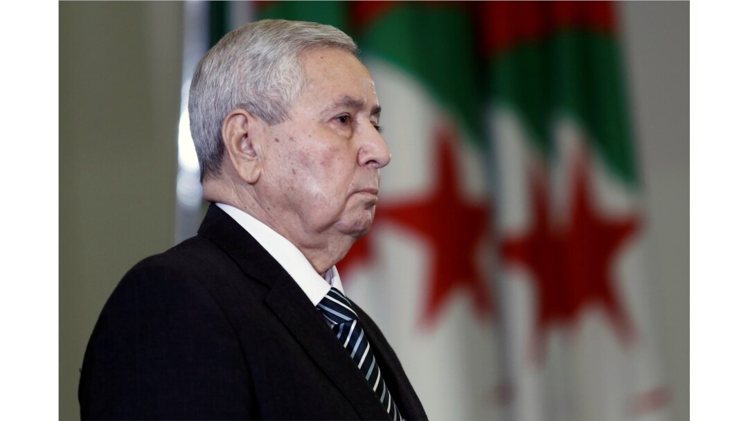 FILE - Algerian upper house chairman Abdelkader Bensalah is pictured after being appointed as interim president by Algeria's parliament, following the resignation of Abdelaziz Bouteflika in Algiers, Algeria, April 9, 2019.