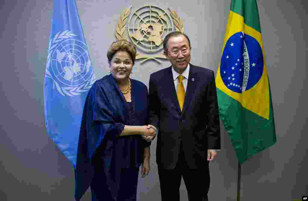 Braziliya rahbari Dilma Russeff BMT Bosh kotibi Pan Gi Mun bilan